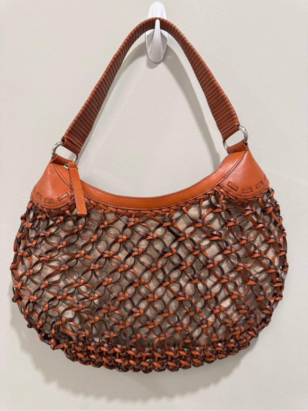 Vintage Cole Haan Sierra Open Weave Leather Lattice Hobo Bag
